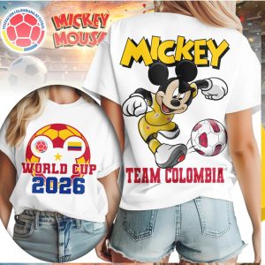 Mickey Mouse World Cup 2026 Team Colombia Soccer Jersey Style Shirt