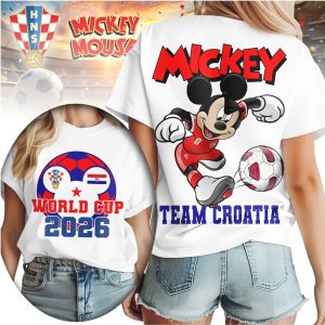 Mickey Mouse World Cup 2026 Team Croatia Football Fan T Shirt Mickey Mouse World Cup 2026 Team Croatia Football Fan T Shirt