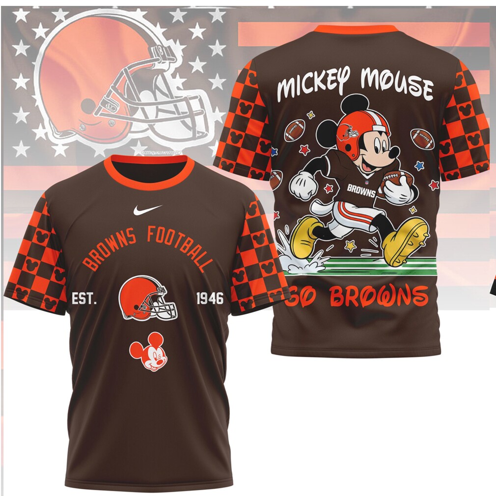 Mickey Mouse x Cleveland Browns NFL Football Shirt Mickey Mouse x Cleveland Browns NFL Football Shirt
