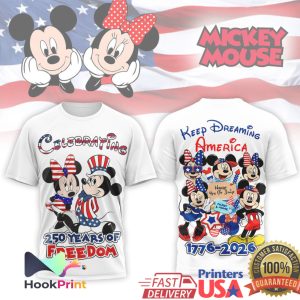 Mickey and Minnie Mouse Celebrating 250 Years of Freedom Patriotic T Shirt