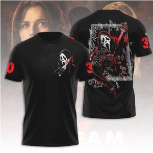 Minimalist Ghostface Window Shatter Scream Horror 30th Anniversary Edition T Shirt