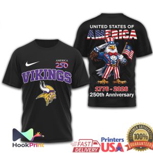Minnesota Vikings 250th Anniversary United States of America T Shirt