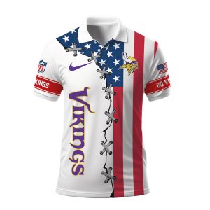 Minnesota Vikings American Flag Laced Style Polo Shirt