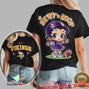 Minnesota Vikings Betty Boop NFL Purple & Gold Fan T Shirt Minnesota Vikings Betty Boop NFL Purple & Gold Fan T Shirt