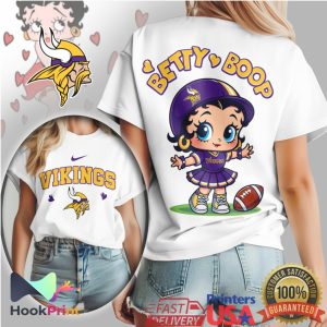 Minnesota Vikings Betty Boop NFL Purple & Gold Fan T Shirt