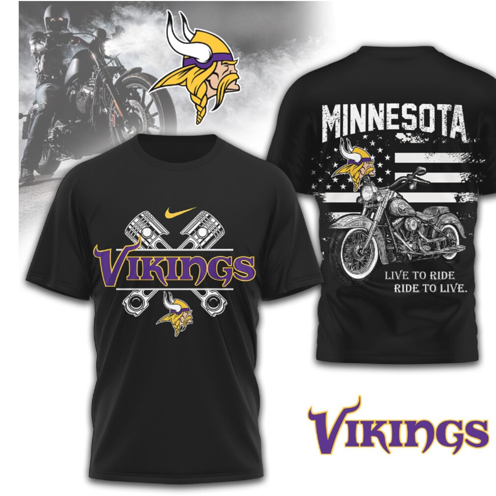 Minnesota Vikings Biker Live To Ride Ride To Live Fan Purple T Shirt Minnesota Vikings Biker Live To Ride Ride To Live Fan Purple T Shirt