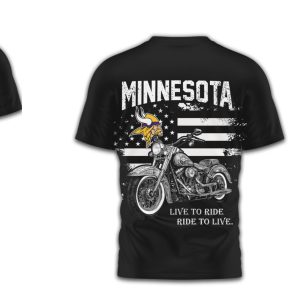 Minnesota Vikings Biker Live To Ride Ride To Live Fan Purple T Shirt