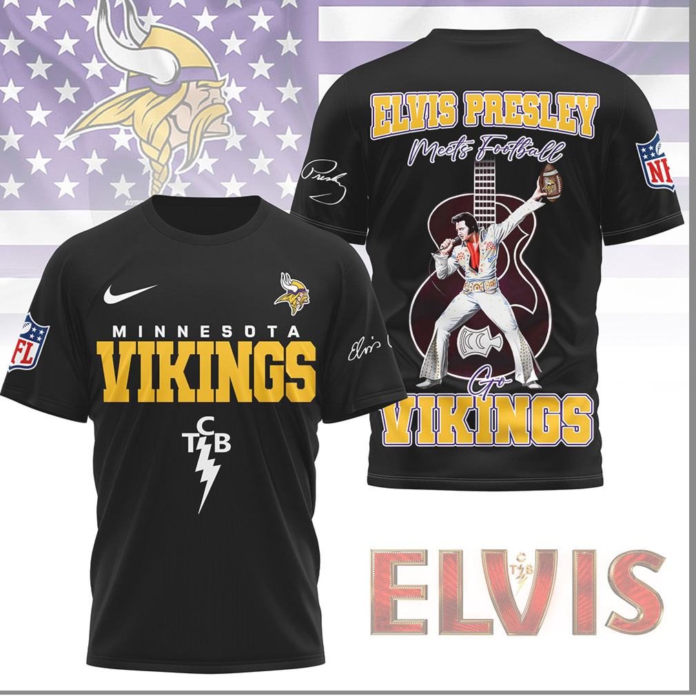 Minnesota Vikings Elvis Presley Meets Football TCB Purple Gold Shirt Minnesota Vikings Elvis Presley Meets Football TCB Purple Gold Shirt