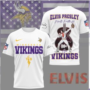 Minnesota Vikings Elvis Presley Meets Football TCB Purple Gold Shirt