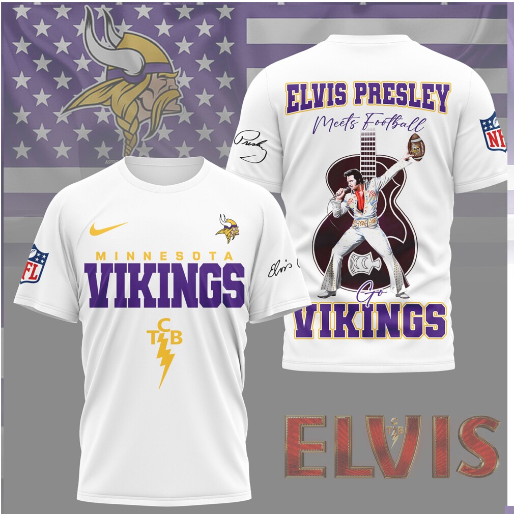 Minnesota Vikings Elvis Presley Meets Football TCB Purple Gold Shirt Minnesota Vikings Elvis Presley Meets Football TCB Purple Gold Shirt