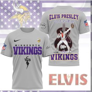 Minnesota Vikings Elvis Presley Meets Football TCB Purple Gold Shirt