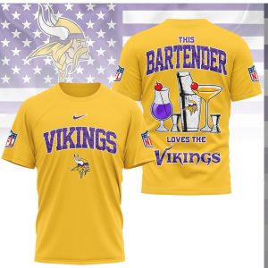 Minnesota Vikings NFL This Bartender Loves The Vikings Purple Gold T Shirt