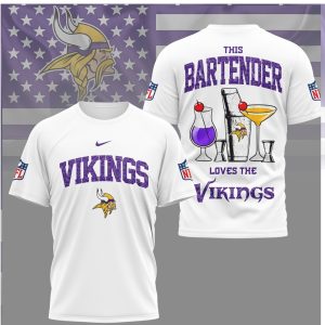Minnesota Vikings NFL This Bartender Loves The Vikings Purple Gold T Shirt