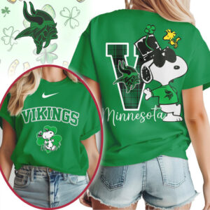 Minnesota Vikings Snoopy Lucky Shamrock St Patricks Day NFL Football T Shirt
