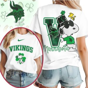 Minnesota Vikings Snoopy Lucky Shamrock St Patricks Day NFL Football T Shirt