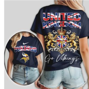 Minnesota Vikings UK Royal Crest Style Fan NFL Football T Shirt