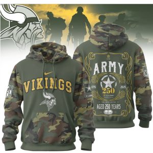 Minnesota Vikings US Army 250th Anniversary Veterans Day Camo T Shirt