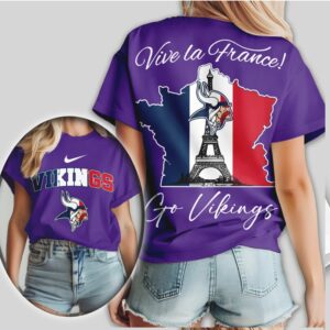 Minnesota Vikings Vive La France Eiffel Tower Graphic Fan NFL Shirt Minnesota Vikings Vive La France Eiffel Tower Graphic Fan NFL Shirt