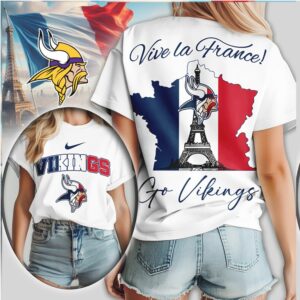 Minnesota Vikings Vive La France Eiffel Tower Graphic Fan NFL Shirt