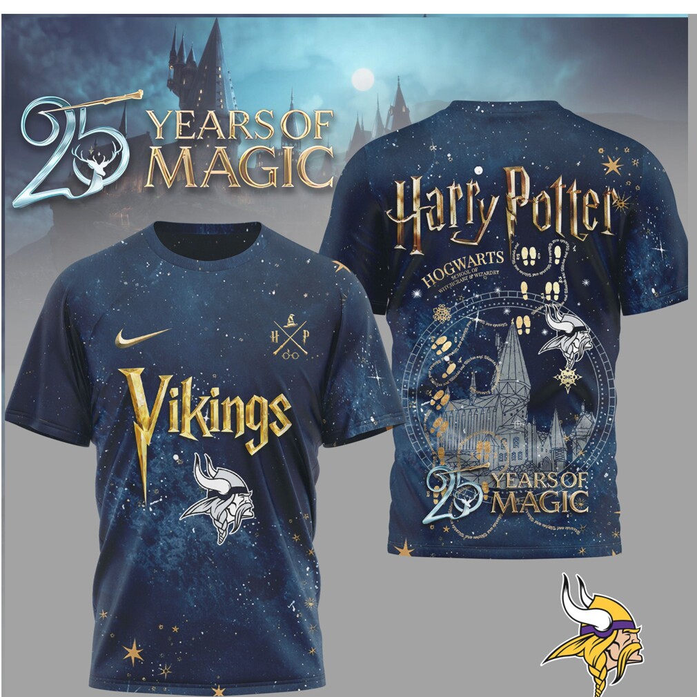 Minnesota Vikings x Harry Potter 25 Years of Magic Galaxy T Shirt Minnesota Vikings x Harry Potter 25 Years of Magic Galaxy T Shirt
