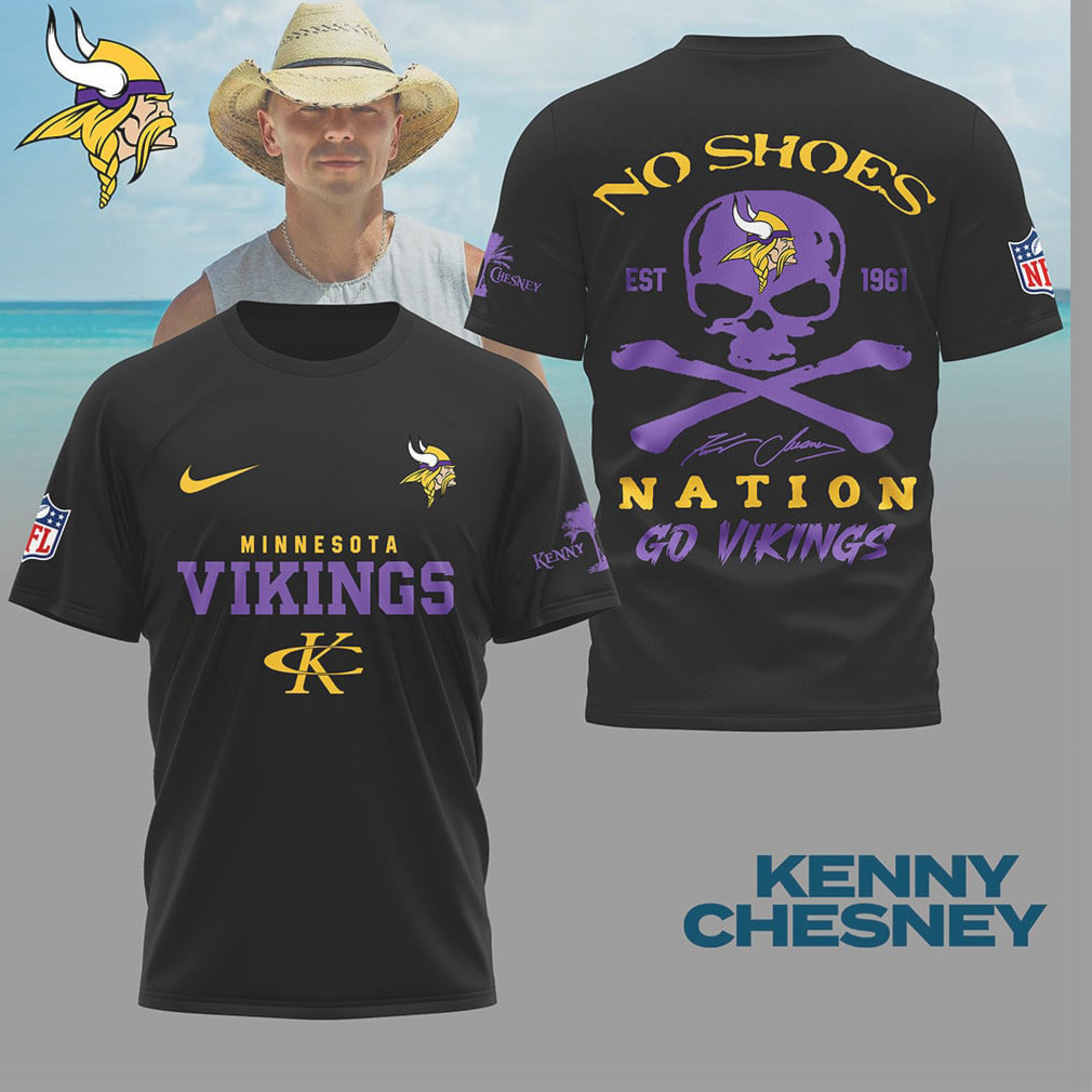 Minnesota Vikings x Kenny Chesney No Shoes Nation Skull T Shirt Minnesota Vikings x Kenny Chesney No Shoes Nation Skull T Shirt
