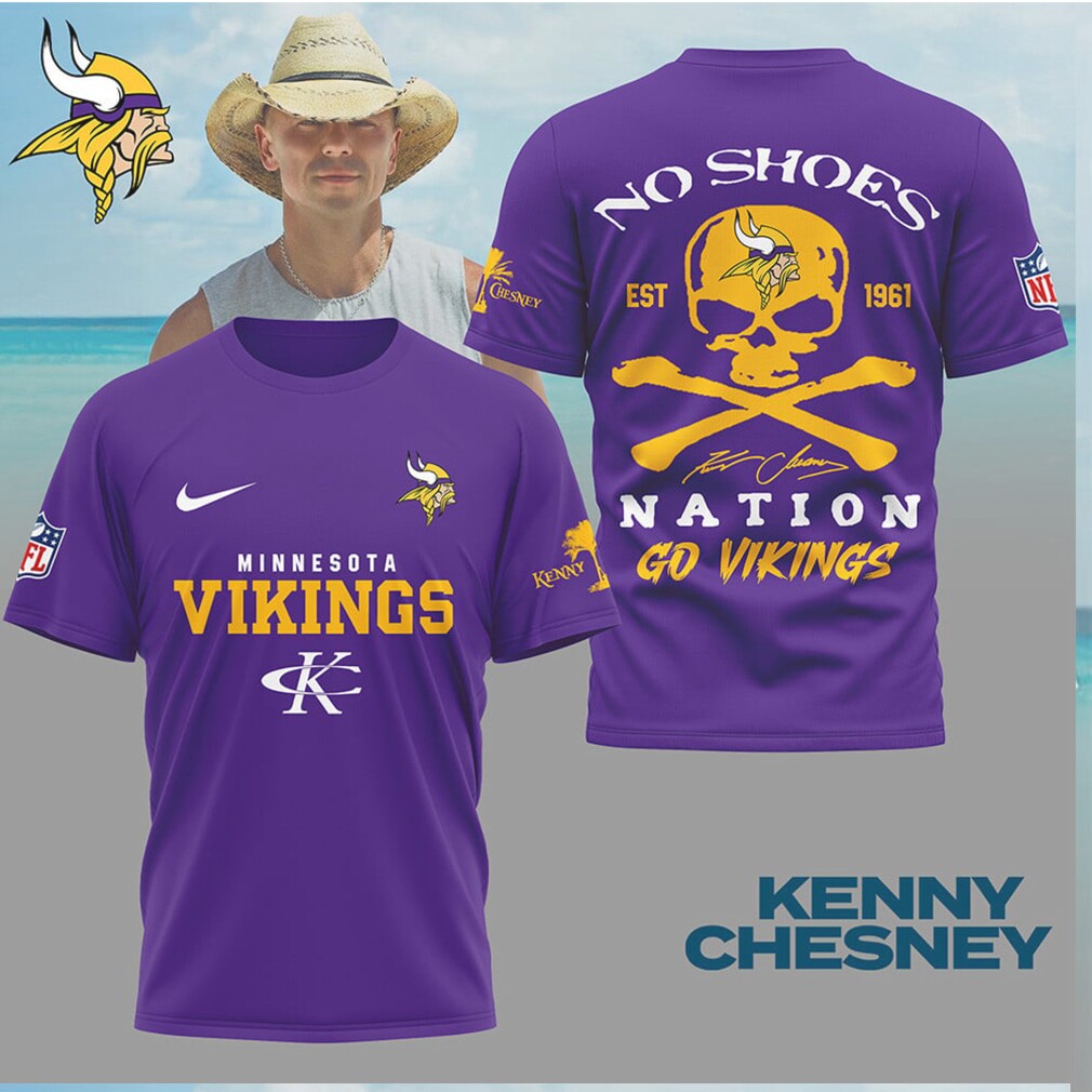 Minnesota Vikings x Kenny Chesney No Shoes Nation Skull T Shirt Minnesota Vikings x Kenny Chesney No Shoes Nation Skull T Shirt