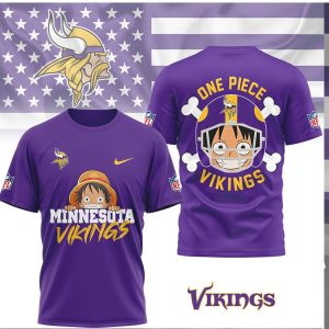 Minnesota Vikings x One Piece Anime Straw Hat Crew T Shirt