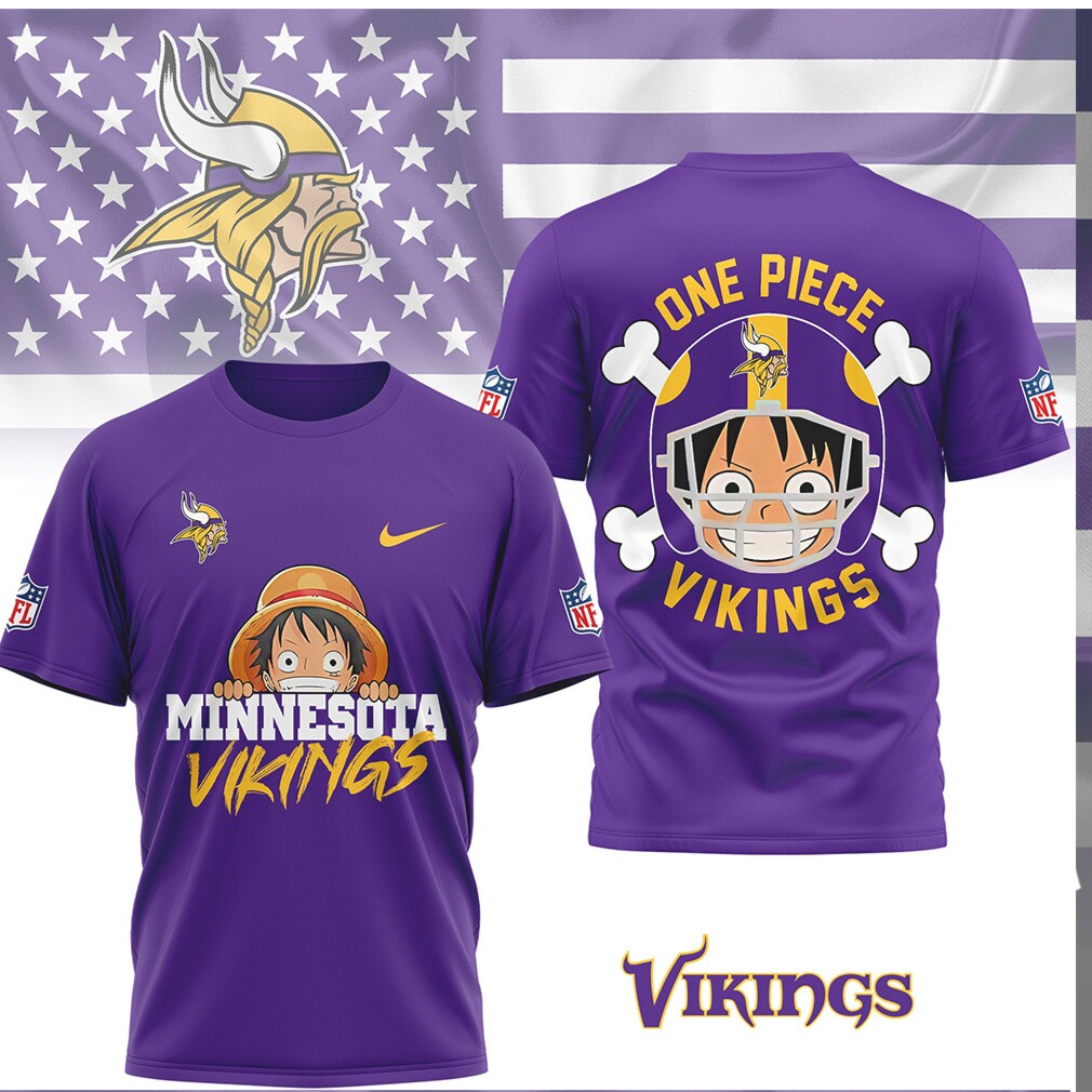 Minnesota Vikings x One Piece Anime Straw Hat Crew T Shirt Minnesota Vikings x One Piece Anime Straw Hat Crew T Shirt