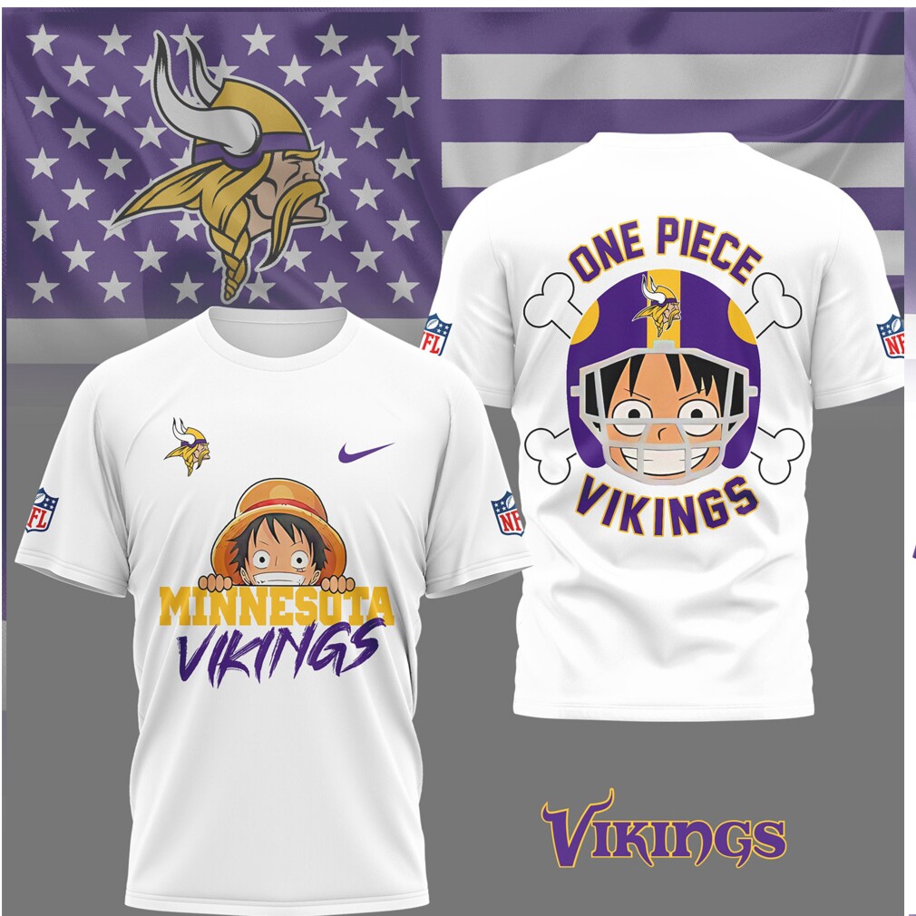Minnesota Vikings x One Piece Anime Straw Hat Crew T Shirt Minnesota Vikings x One Piece Anime Straw Hat Crew T Shirt