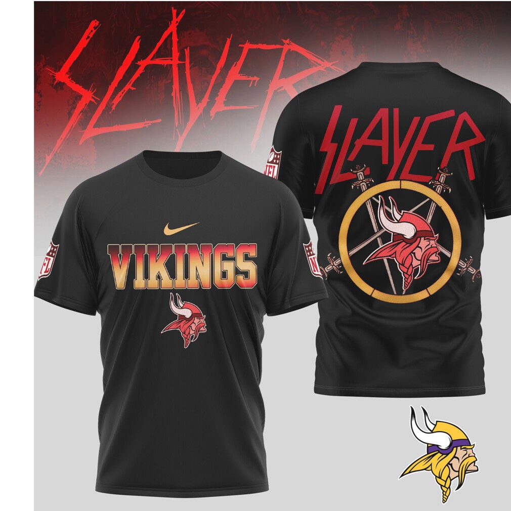 Minnesota Vikings x Slayer Nordic Metal Fusion Fan T Shirt Minnesota Vikings x Slayer Nordic Metal Fusion Fan T Shirt