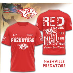 Nashville Predators RED Remember Everyone Deployed Support Our Troops T Shirt