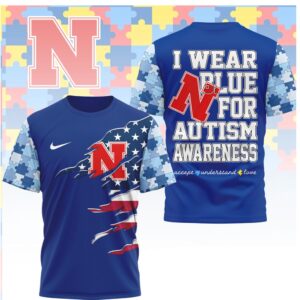 Nebraska Cornhuskers I Wear Blue For Autism Awareness T Shirt