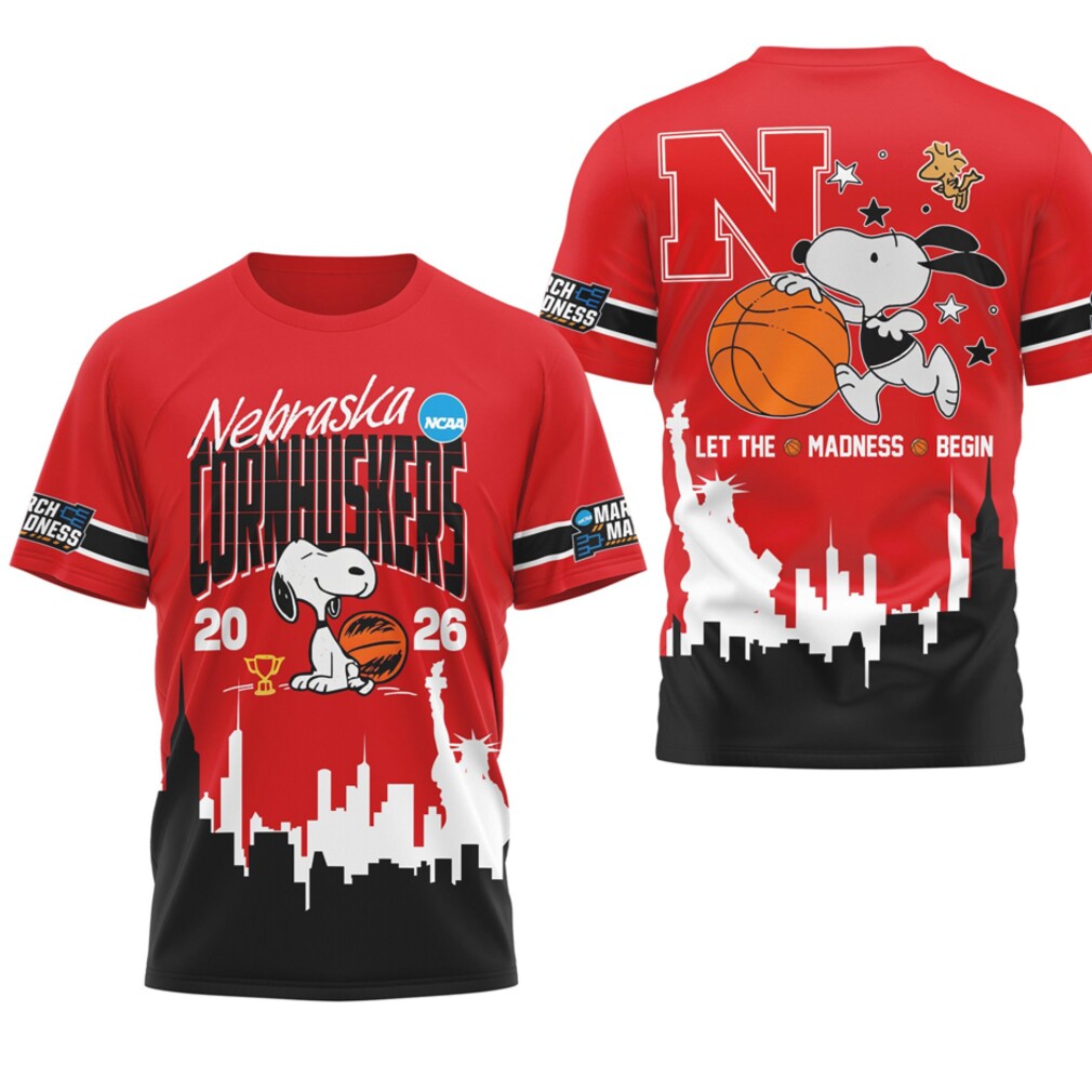 Nebraska Cornhuskers Snoopy March Madness 2026 Let The Madness Begin Shirt Nebraska Cornhuskers Snoopy March Madness 2026 Let The Madness Begin Shirt