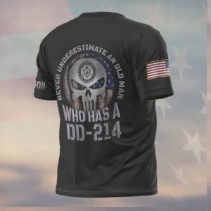 Never Underestimate An Old Man With A DD 214 Army Skull Shirt
