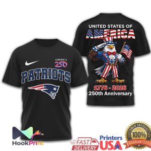 New England Patriots 250th Anniversary 1776 2026 Patriotic Eagle T Shirt