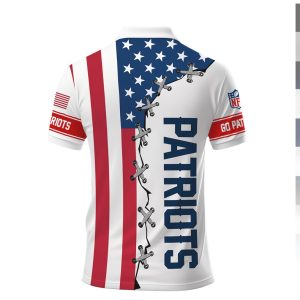 New England Patriots American Flag Laced Style Polo Shirt