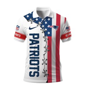 New England Patriots American Flag Laced Style Polo Shirt