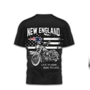 New England Patriots Biker Live to Ride American Flag NFL Shirt