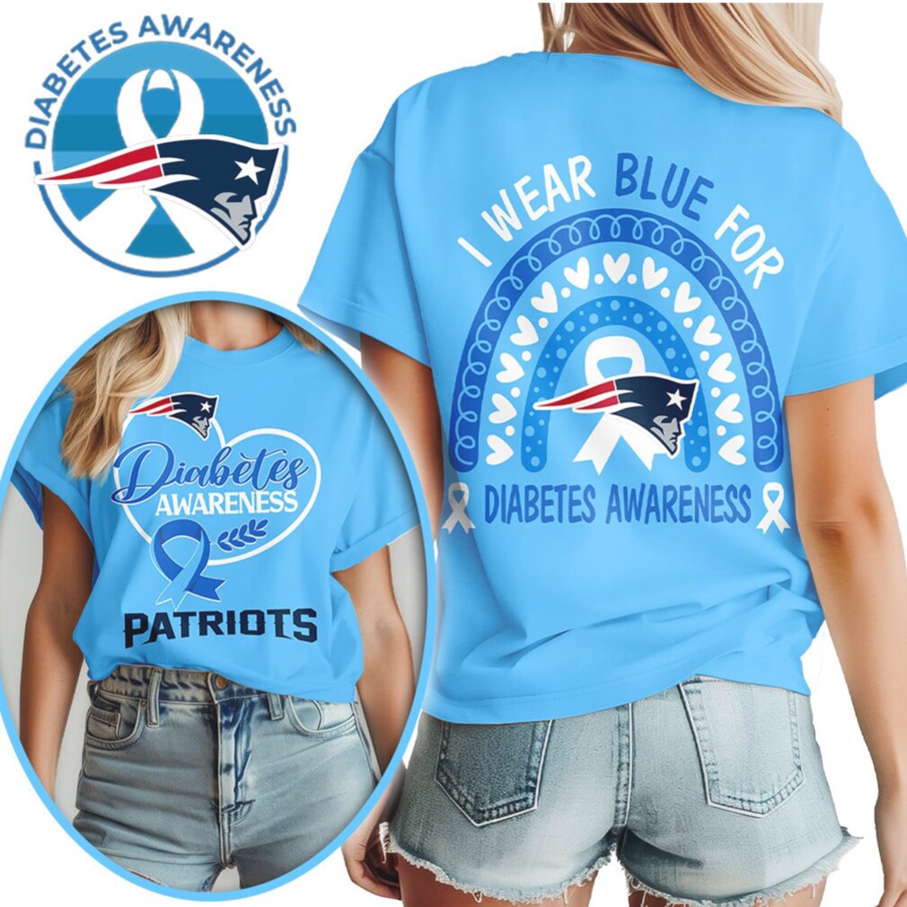 New England Patriots Diabetes Awareness Blue Ribbon Rainbow Navy Red T Shirt New England Patriots Diabetes Awareness Blue Ribbon Rainbow Navy Red T Shirt