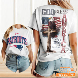 New England Patriots God Bless America 250 Years of Freedom Patriotic T Shirt