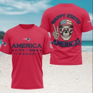 New England Patriots Happy 250th Anniversary America 1776 2026 Skull T Shirt New England Patriots Happy 250th Anniversary America 1776 2026 Skull T Shirt