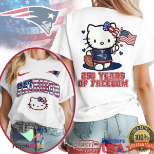 New England Patriots Hello Kitty 250 Years Of Freedom Patriotic NFL T Shirt