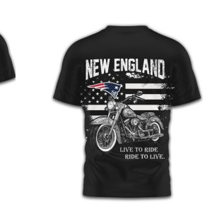 New England Patriots Heritage Biker American Flag Navy Red Motorcycle Fan T Shirt