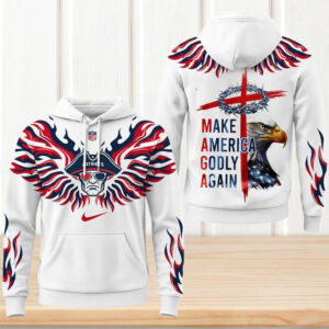 New England Patriots MAGA Make America Godly Again Christian Cross Eagle Hoodie