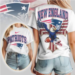 New England Patriots Patriotic Eagle American Flag NFL Football T Shirt