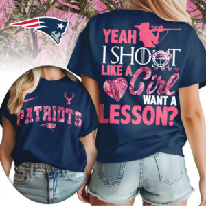 New England Patriots Shoot Like a Girl Pink Camo Hunting NFL Football T Shirt