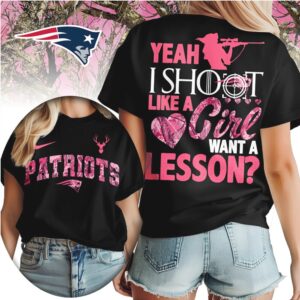 New England Patriots Shoot Like a Girl Pink Camo Hunting NFL Football T Shirt