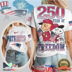 New England Patriots Snoopy 250 Year Of Freedom USA Pride T Shirt