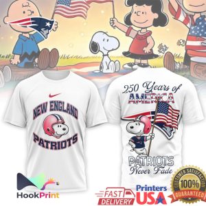 New England Patriots Snoopy 250 Years of America NFL T Shirt