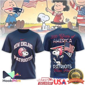 New England Patriots Snoopy 250 Years of America NFL T Shirt
